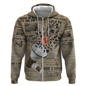 Louder Than Silence African Zip Hoodie Civil Rights News Megaphone
