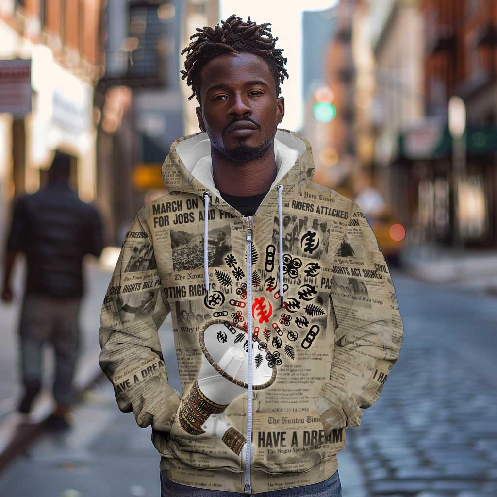 Louder Than Silence African Zip Hoodie Civil Rights News Megaphone