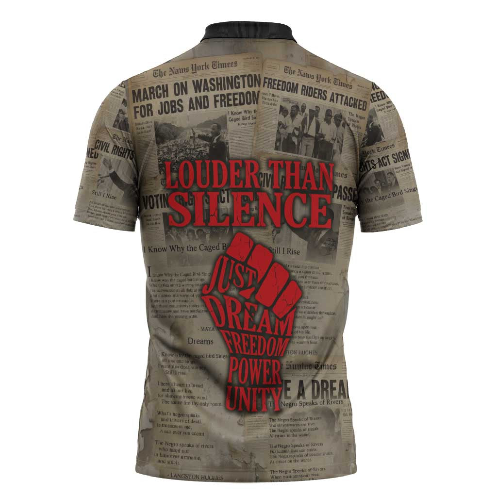Louder Than Silence African Zipper Polo Shirt Civil Rights News Megaphone