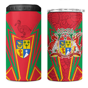 Mauritius Dodo 4 in 1 Can Cooler Tumbler Flag Coat of Arms Traditional Patterns
