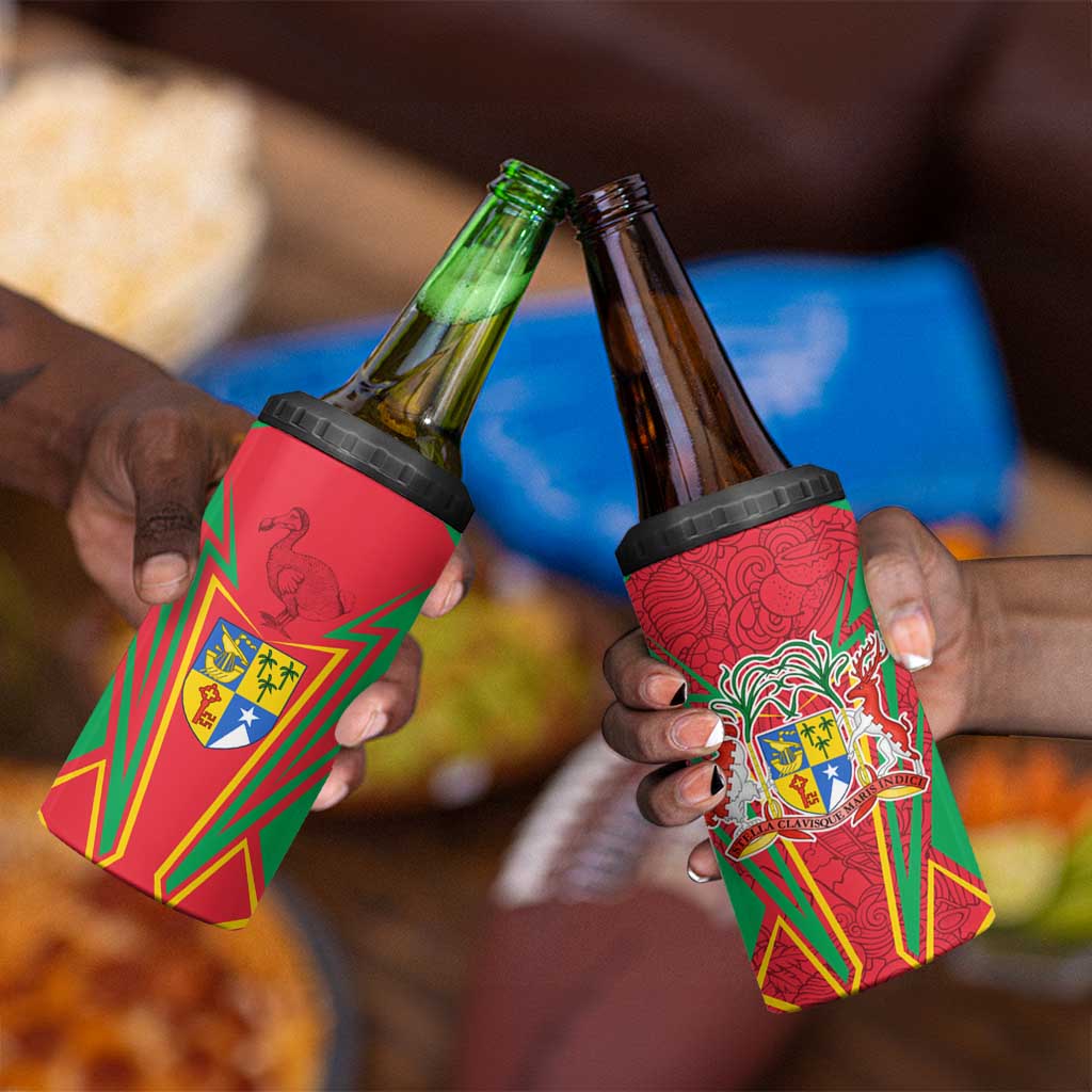 Mauritius Dodo 4 in 1 Can Cooler Tumbler Flag Coat of Arms Traditional Patterns