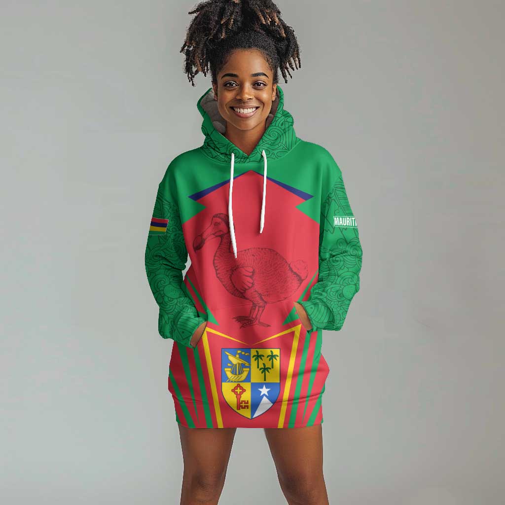 Mauritius Dodo Hoodie Dress Flag Coat of Arms Traditional Patterns