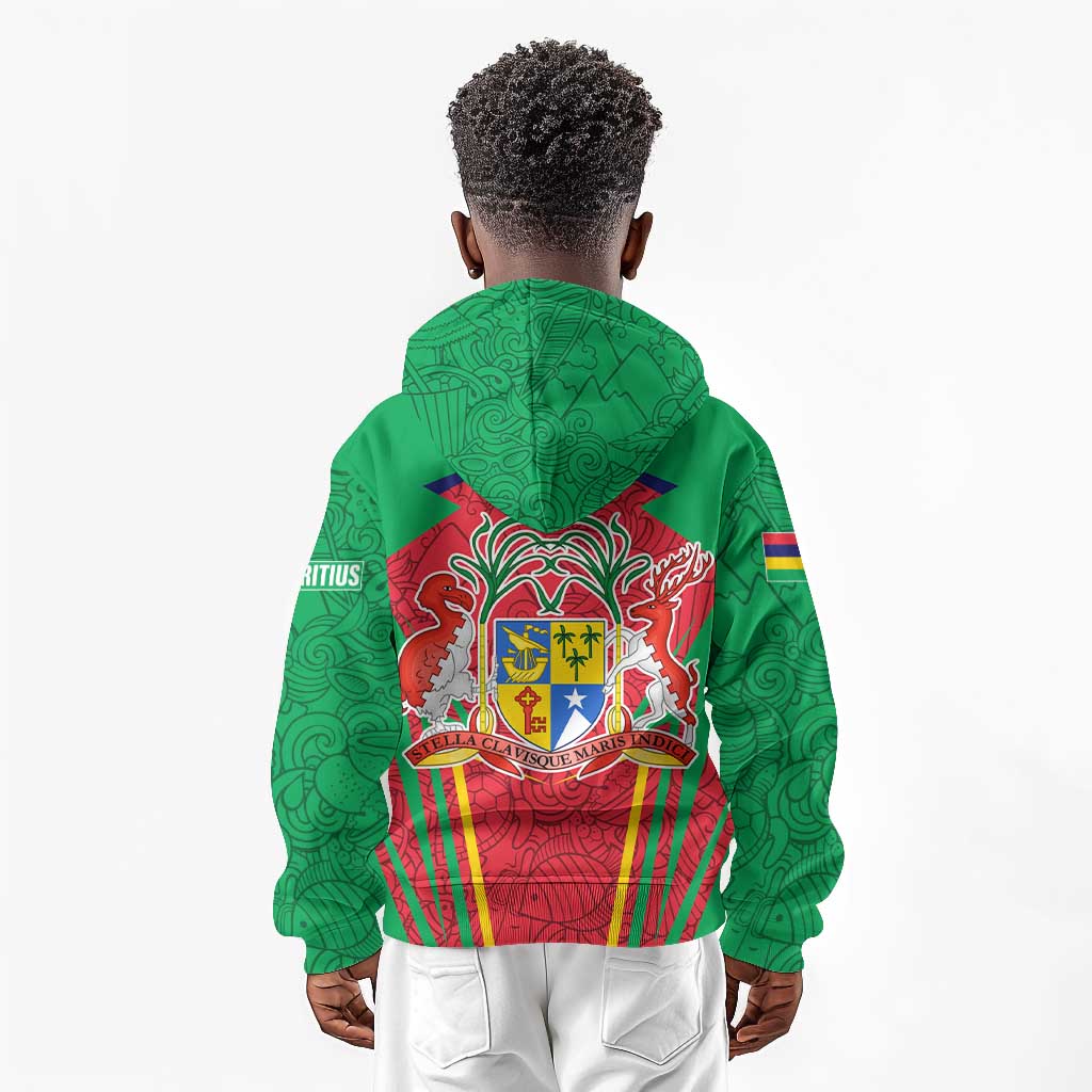 Mauritius Dodo Kid Hoodie Flag Coat of Arms Traditional Patterns