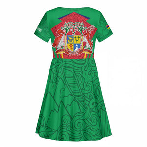 Mauritius Dodo Kid Short Sleeve Dress Flag Coat of Arms Traditional Patterns