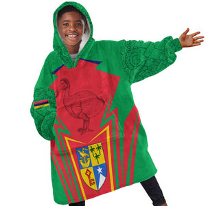 Mauritius Dodo Kid Wearable Blanket Hoodie Flag Coat of Arms Traditional Patterns