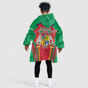 Mauritius Dodo Kid Wearable Blanket Hoodie Flag Coat of Arms Traditional Patterns