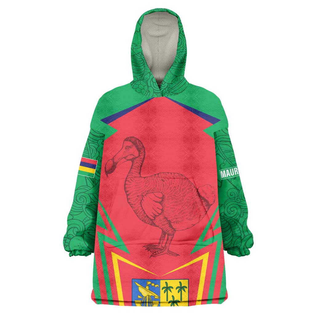 Mauritius Dodo Kid Wearable Blanket Hoodie Flag Coat of Arms Traditional Patterns