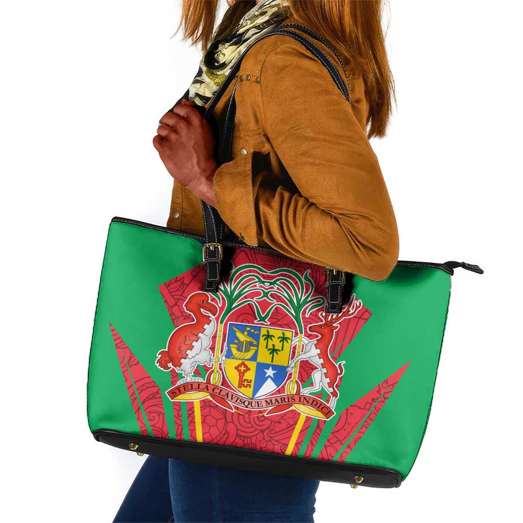 Mauritius Dodo Leather Tote Bag Flag Coat of Arms Traditional Patterns
