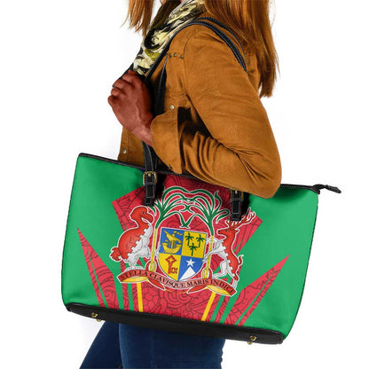 Mauritius Dodo Leather Tote Bag Flag Coat of Arms Traditional Patterns