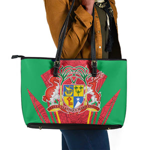 Mauritius Dodo Leather Tote Bag Flag Coat of Arms Traditional Patterns
