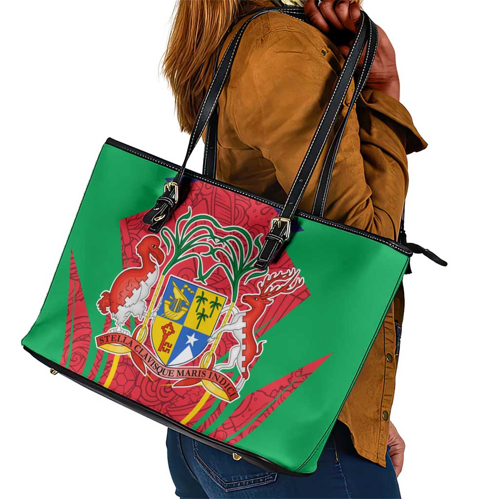 Mauritius Dodo Leather Tote Bag Flag Coat of Arms Traditional Patterns