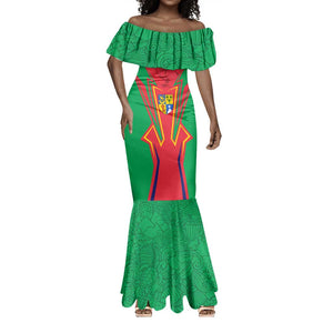 Mauritius Dodo Mermaid Dress Flag Coat of Arms Traditional Patterns