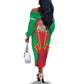 Mauritius Dodo Off The Shoulder Long Sleeve Dress Flag Coat of Arms Traditional Patterns