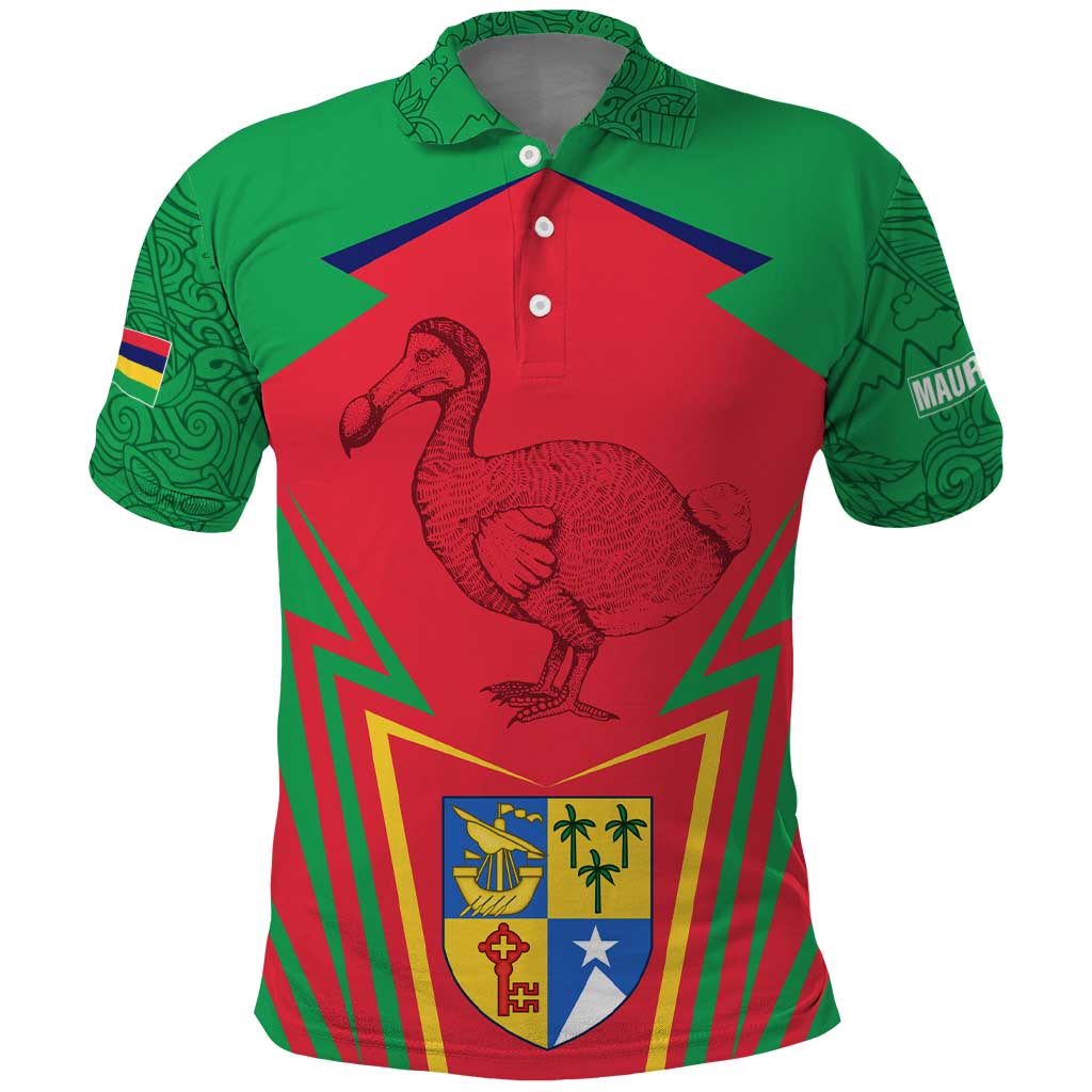 Mauritius Dodo Polo Shirt Flag Coat of Arms Traditional Patterns