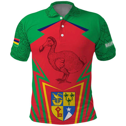 Mauritius Dodo Polo Shirt Flag Coat of Arms Traditional Patterns