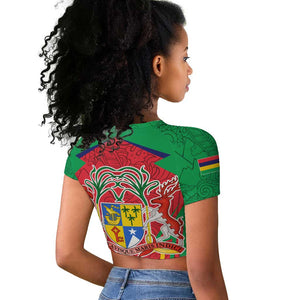 Mauritius Dodo Raglan Cropped T shirt Flag Coat of Arms Traditional Patterns