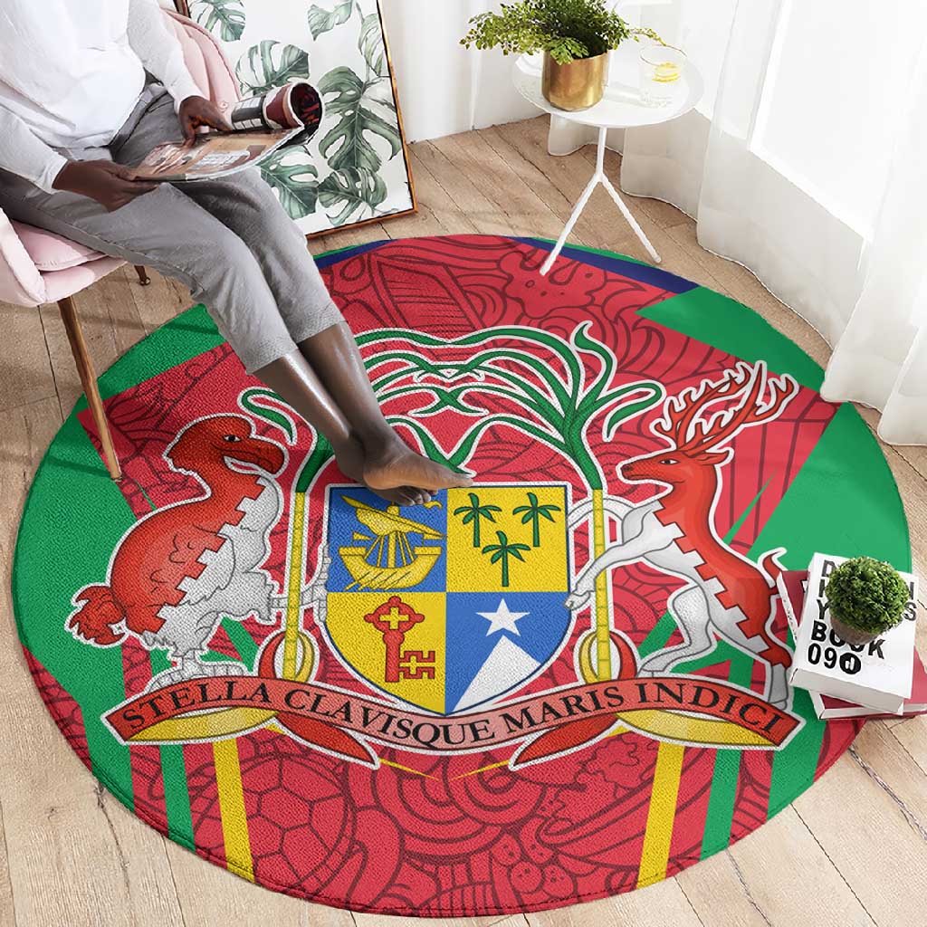 Mauritius Dodo Round Carpet Flag Coat of Arms Traditional Patterns