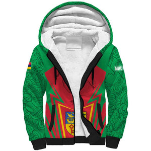 Mauritius Dodo Sherpa Hoodie Flag Coat of Arms Traditional Patterns