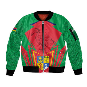 Mauritius Dodo Sleeve Zip Bomber Jacket Flag Coat of Arms Traditional Patterns