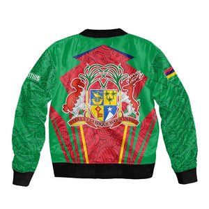 Mauritius Dodo Sleeve Zip Bomber Jacket Flag Coat of Arms Traditional Patterns