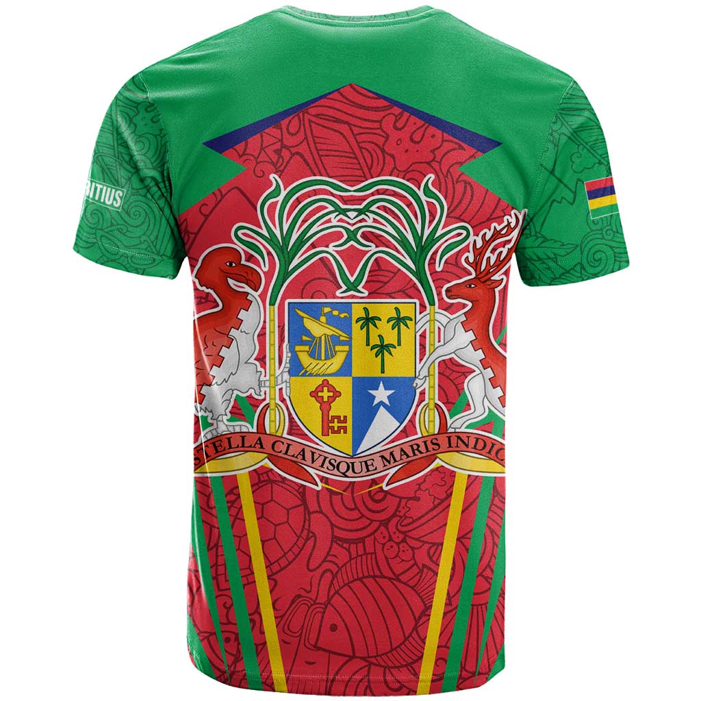 Mauritius Dodo T shirt Flag Coat of Arms Traditional Patterns