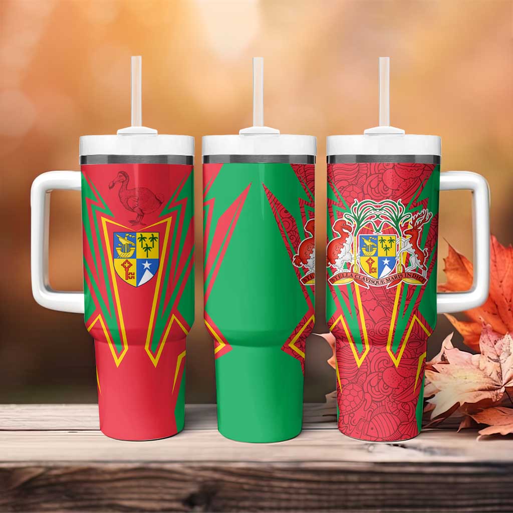 Mauritius Dodo Tumbler With Handle Flag Coat of Arms Traditional Patterns