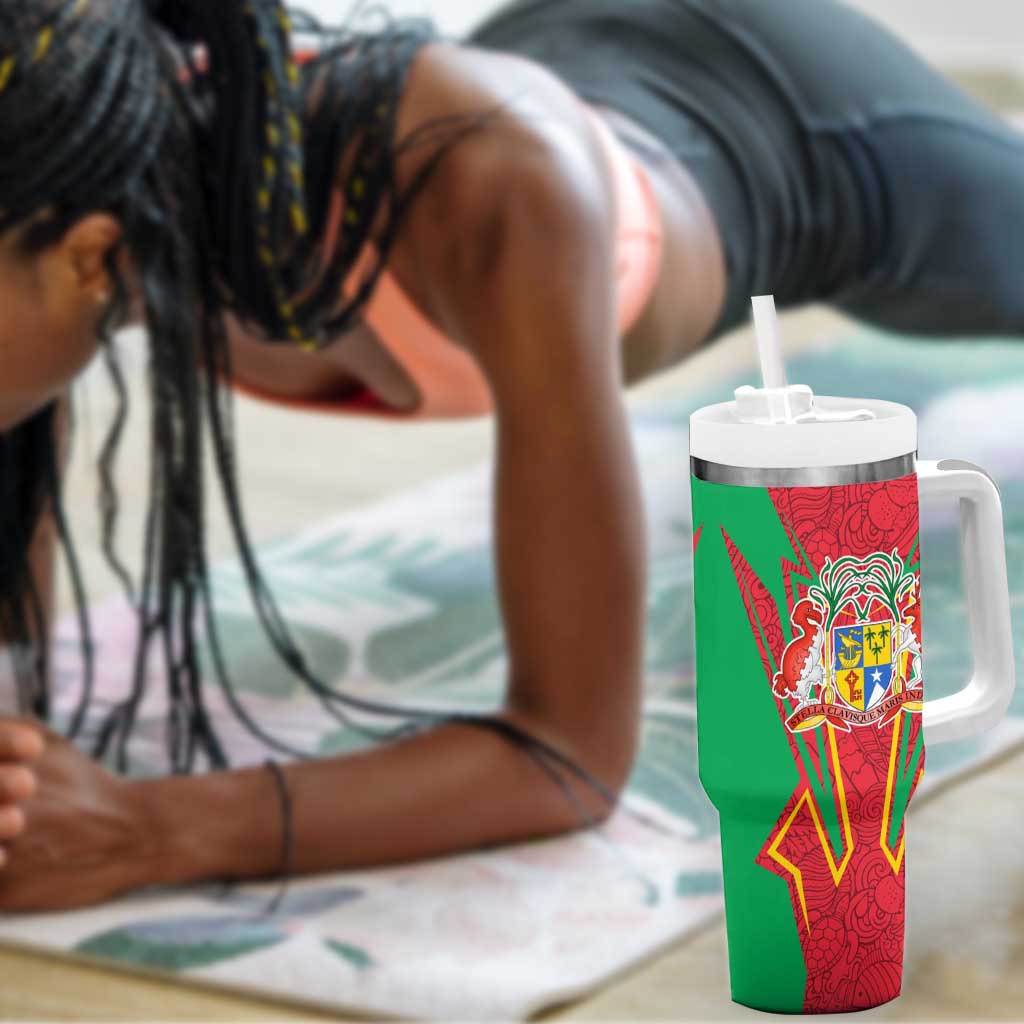 Mauritius Dodo Tumbler With Handle Flag Coat of Arms Traditional Patterns