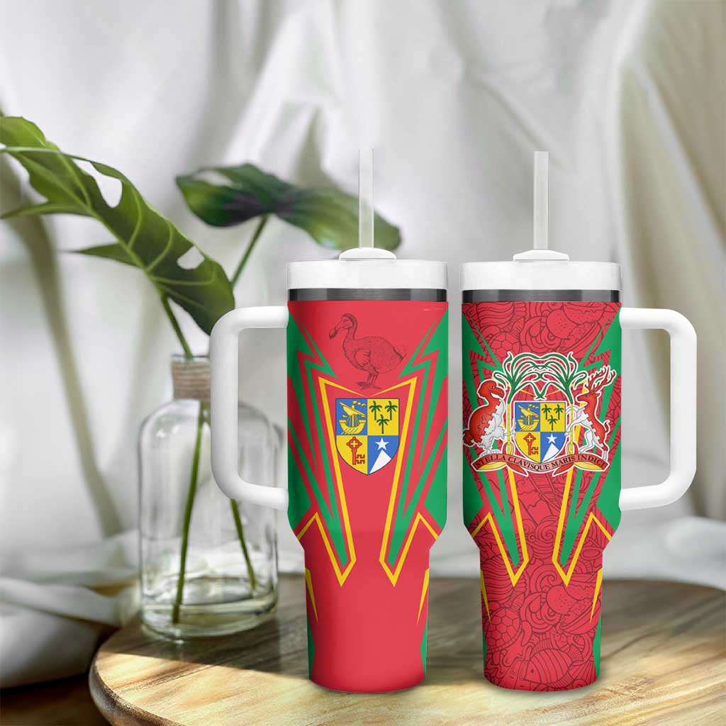 Mauritius Dodo Tumbler With Handle Flag Coat of Arms Traditional Patterns