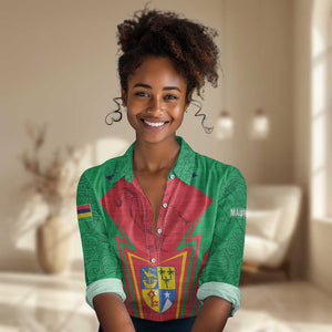 Mauritius Dodo Women Casual Shirt Flag Coat of Arms Traditional Patterns