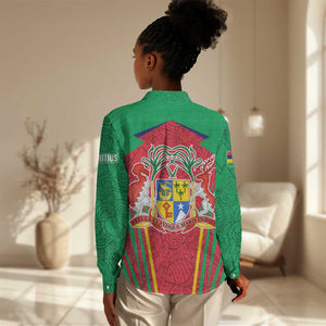 Mauritius Dodo Women Casual Shirt Flag Coat of Arms Traditional Patterns