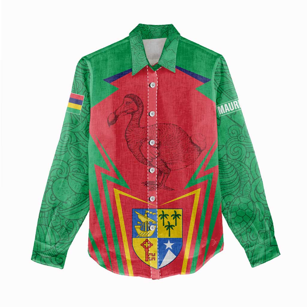 Mauritius Dodo Women Casual Shirt Flag Coat of Arms Traditional Patterns
