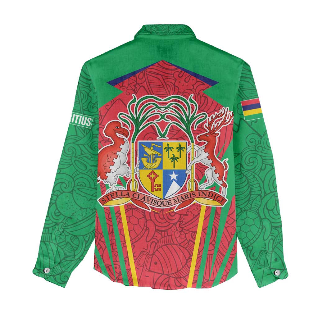 Mauritius Dodo Women Casual Shirt Flag Coat of Arms Traditional Patterns