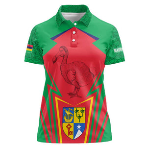 Mauritius Dodo Women Polo Shirt Flag Coat of Arms Traditional Patterns