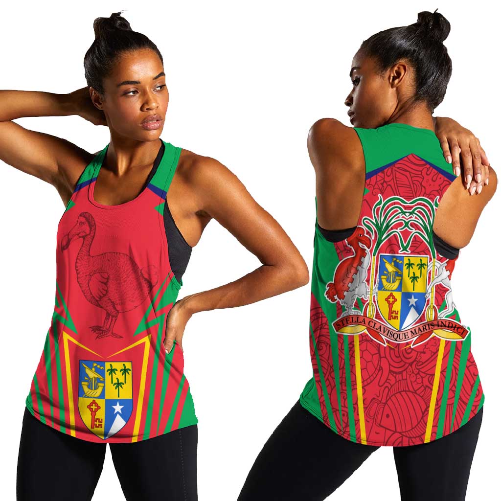 Mauritius Dodo Women Racerback Tank Flag Coat of Arms Traditional Patterns