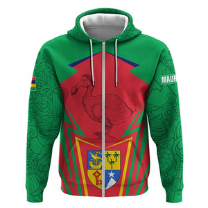Mauritius Dodo Zip Hoodie Flag Coat of Arms Traditional Patterns