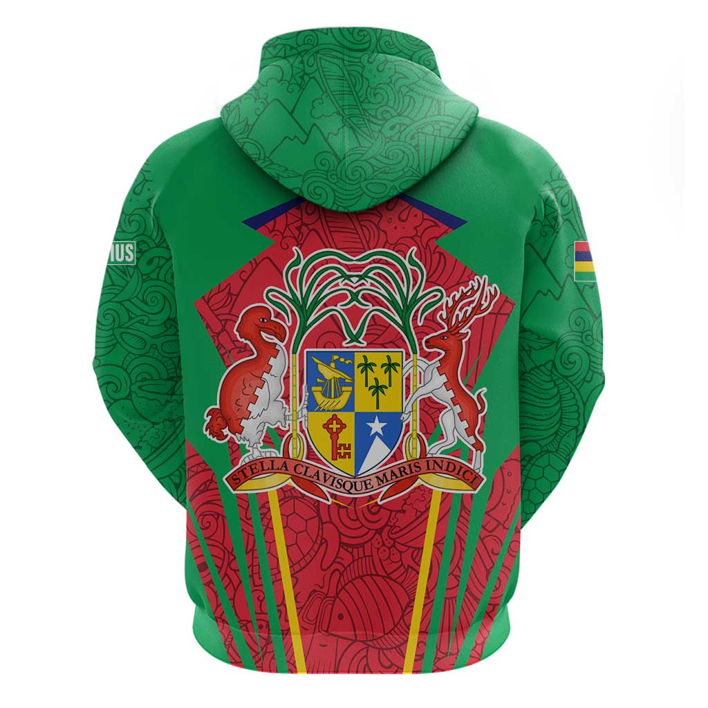 Mauritius Dodo Zip Hoodie Flag Coat of Arms Traditional Patterns