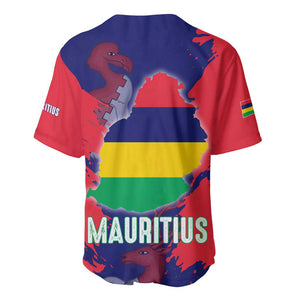 Afro Mauritius Baseball Jersey Map Design with Flag Coat of Arms