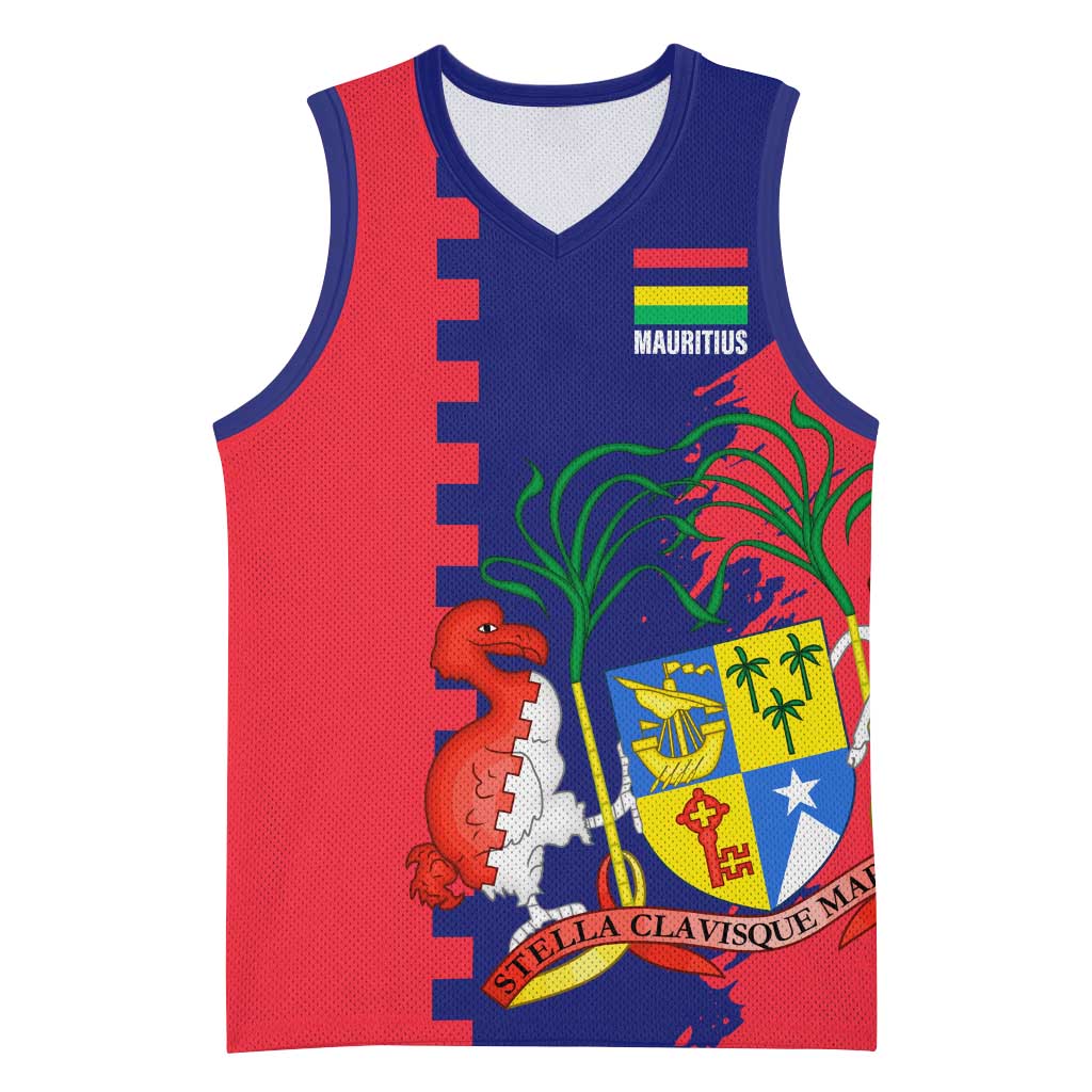 Afro Mauritius Basketball Jersey Map Design with Flag Coat of Arms - African Pride