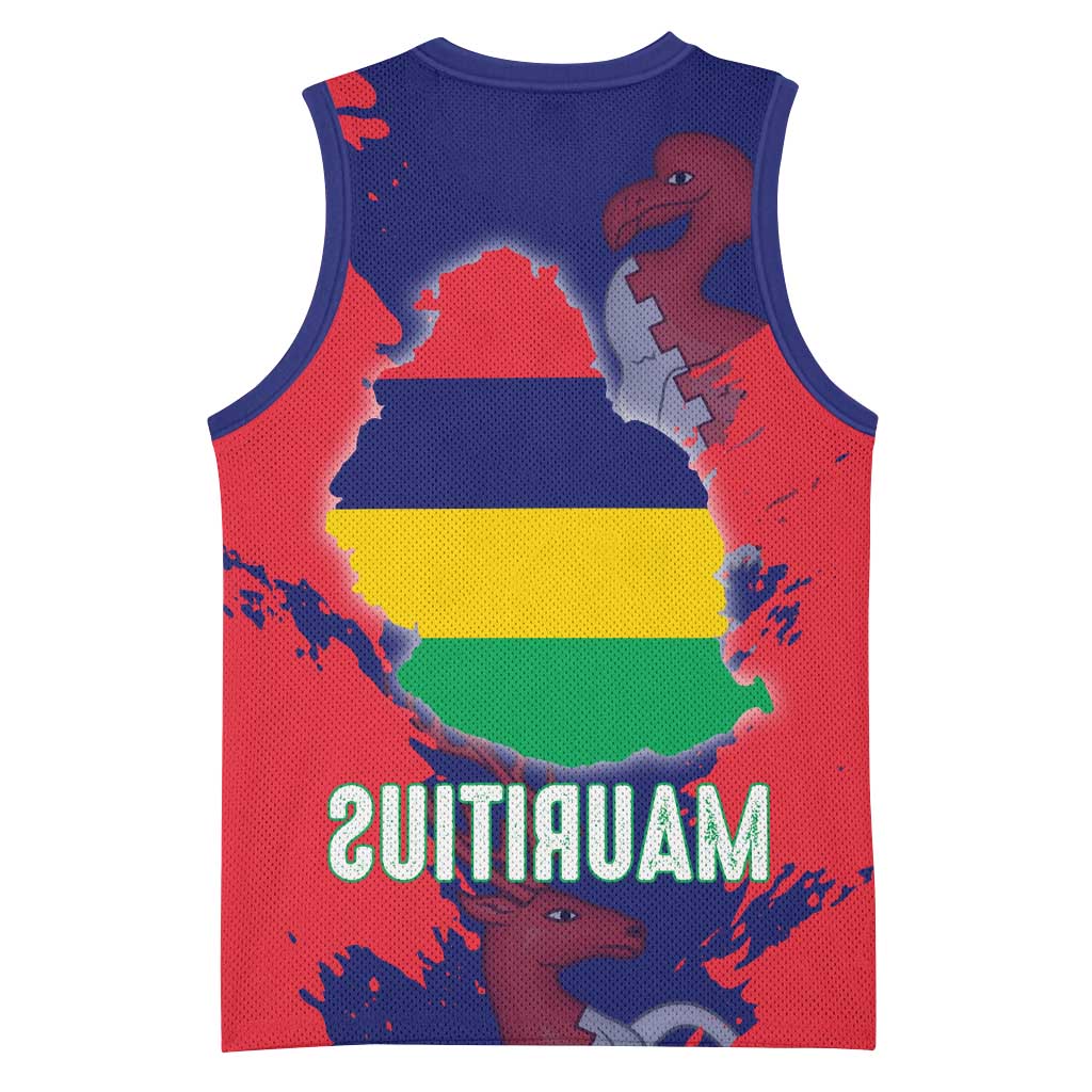 Afro Mauritius Basketball Jersey Map Design with Flag Coat of Arms - African Pride