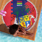 Afro Mauritius Beach Blanket Map Design with Flag Coat of Arms