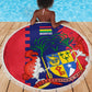 Afro Mauritius Beach Blanket Map Design with Flag Coat of Arms