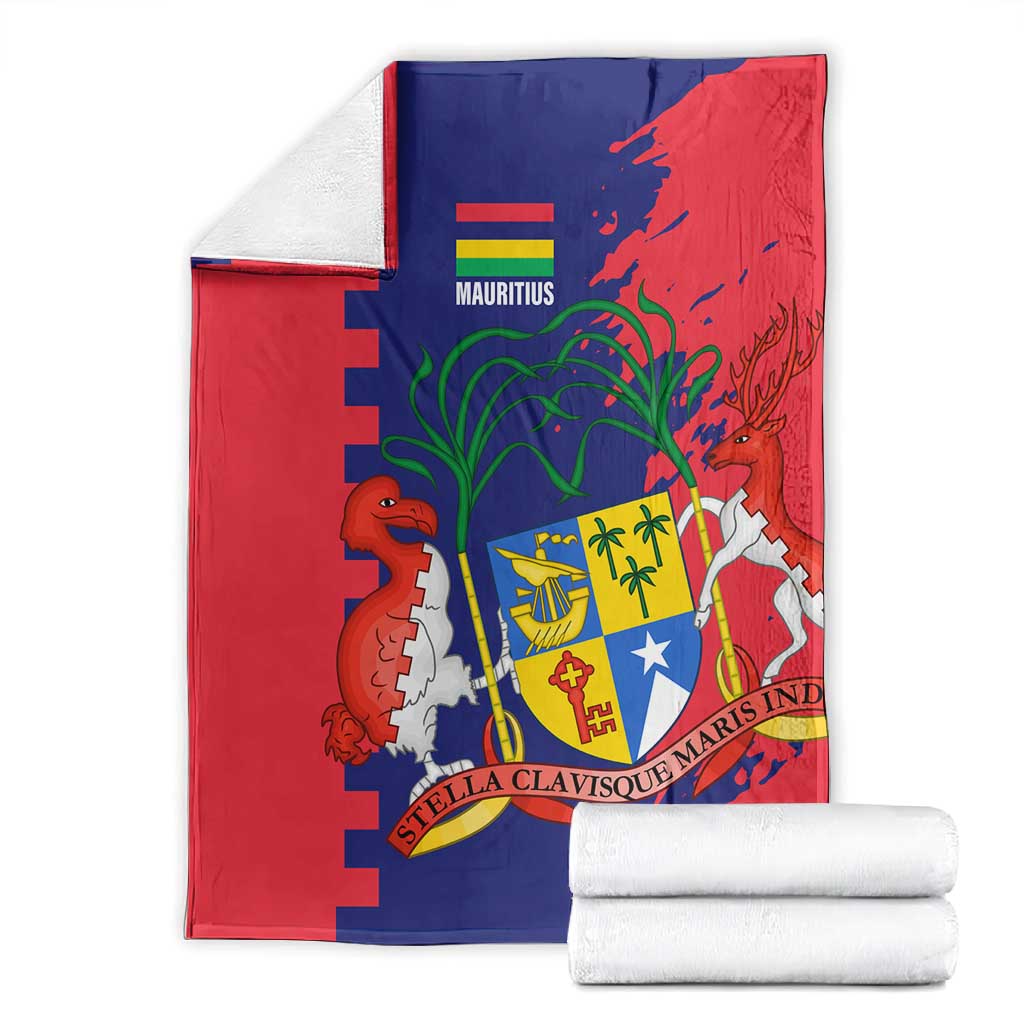 Afro Mauritius Blanket Map Design with Flag Coat of Arms