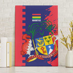 Afro Mauritius Canvas Wall Art Map Design with Flag Coat of Arms