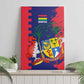 Afro Mauritius Canvas Wall Art Map Design with Flag Coat of Arms