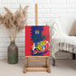 Afro Mauritius Canvas Wall Art Map Design with Flag Coat of Arms