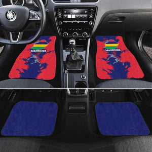 Afro Mauritius Car Mats Map Design with Flag Coat of Arms
