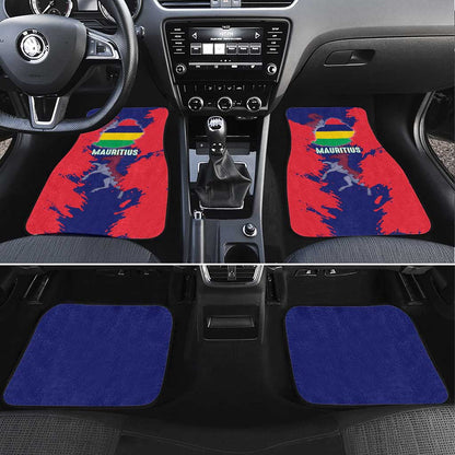 Afro Mauritius Car Mats Map Design with Flag Coat of Arms