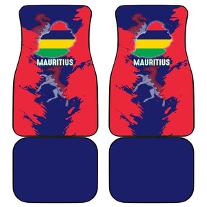 Afro Mauritius Car Mats Map Design with Flag Coat of Arms