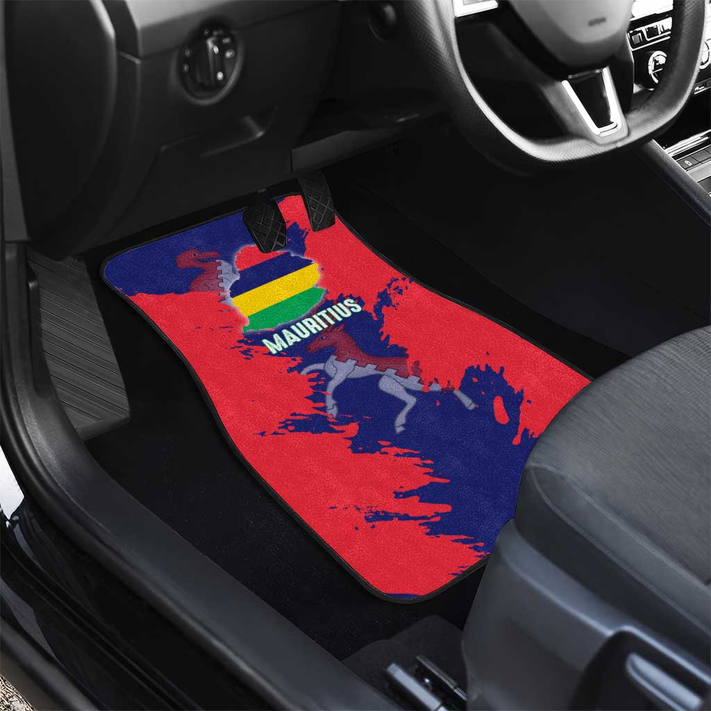 Afro Mauritius Car Mats Map Design with Flag Coat of Arms