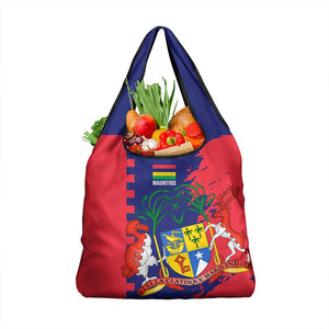 Afro Mauritius Grocery Bag Map Design with Flag Coat of Arms